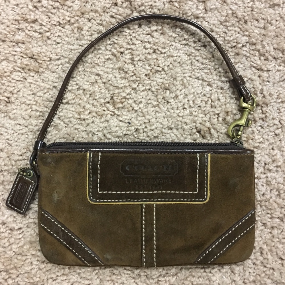 Brown Leather Coach Wristlet